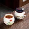 Yangzhi Jade Porcelain Shadow Green Small Tea Canister Hand-painted Landscape Non-spill Cup Kung Fu Tea Set Tea Cup
