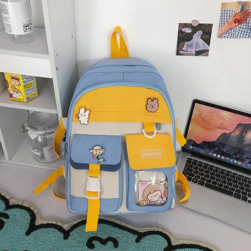 Rucksack Damen Kontrastfarbe Große Kapazität Nylon High School Schultasche Mode Mittelschüler Campus Rucksack Schultasche Mode