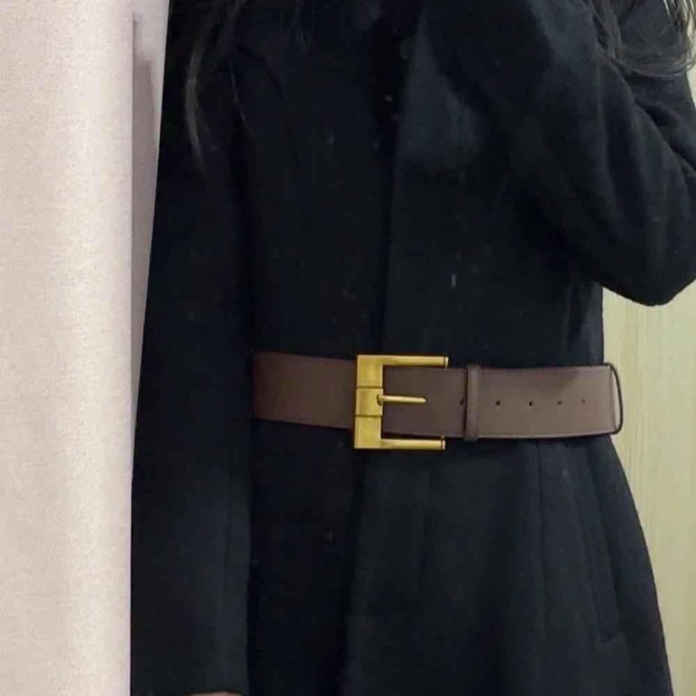 Pin Buckle Wide Waist Belt Y2K PU Leather Waistbands Fashion Metal Buckle Wide Belt Woman