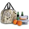 Trendy Green Brown Leaves Camo Insulated Lunch Bag Cooler Thermal Waterproof Reusable Tote Bag for Travel Work Hiking Picnic