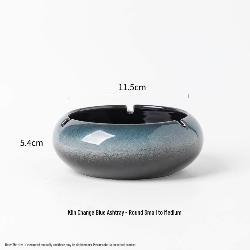Large Ceramic Ashtray for Tea Room, Living Room, or Office - Chinese Style, Anti-Fly Design