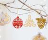 Inkdotpot 18pcs Wooden Christmas Ornaments, Unfinished Wooden Laser Cutouts Reindeer/Bell Shaped Embellishments Hanging Ornament for Christmas
