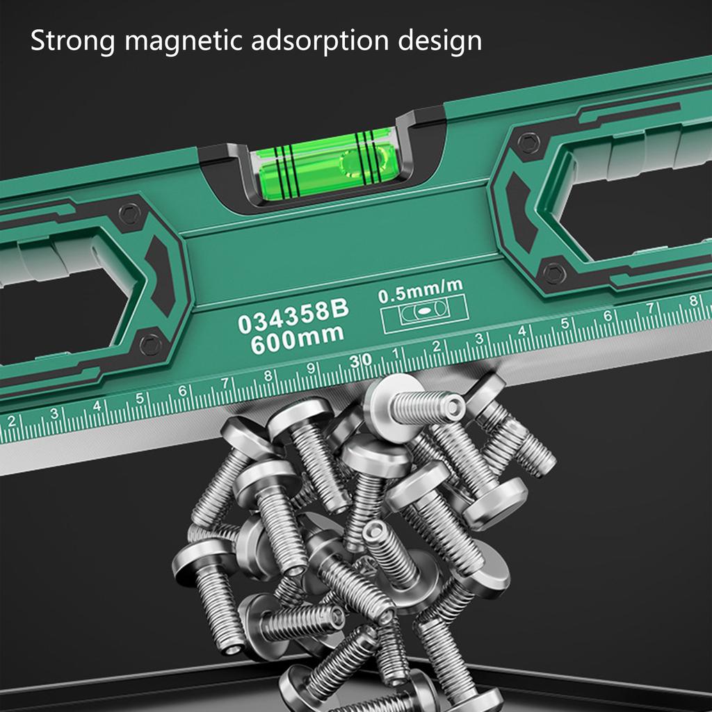 12inch/24inch Magnetic Spirit Level with Metric Scale and 45/90/180 Degree Bubbles Measureing Ruler Aluminum Level Ruler