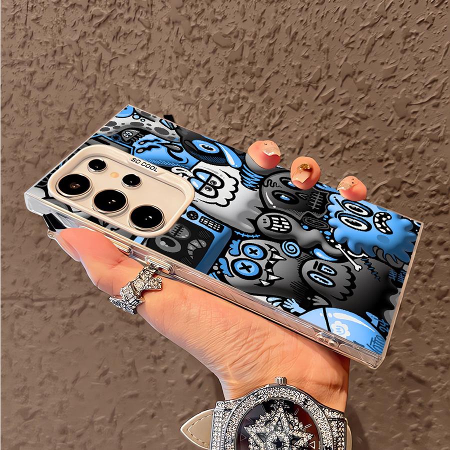 Case for Samsung Galaxy S26 S24 FE S21 S22 Ultra S25Edge S23 S20 FE Note 20 Ultra S25 Phone Cover Graffiti Black