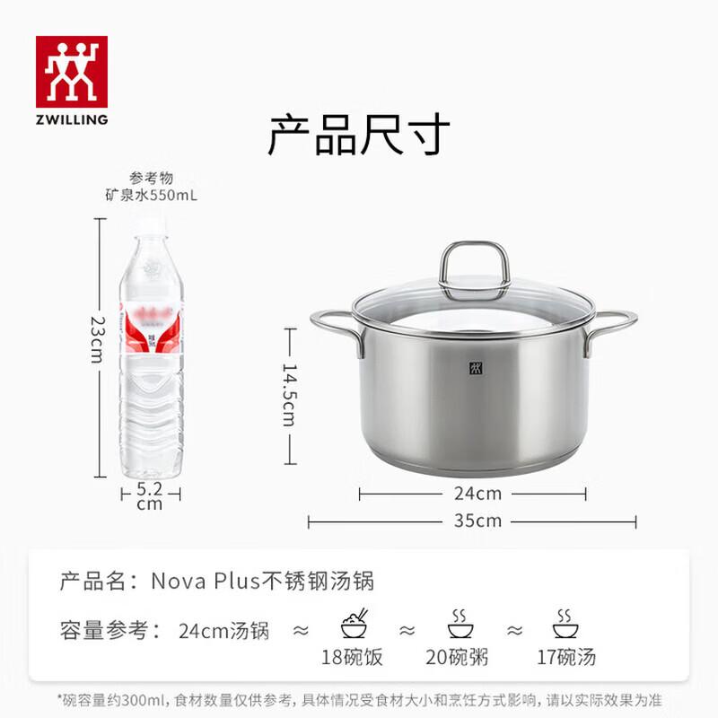 Глубокая кастрюля Zwilling Nova Plus из нержавеющей стали, 24 см