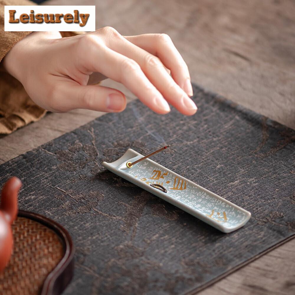 Chinese Style Guanzi Text Incense Holder Ancient Wire Incense Burner Ceramic Incense Vessel  Accessories Decorative Ornaments