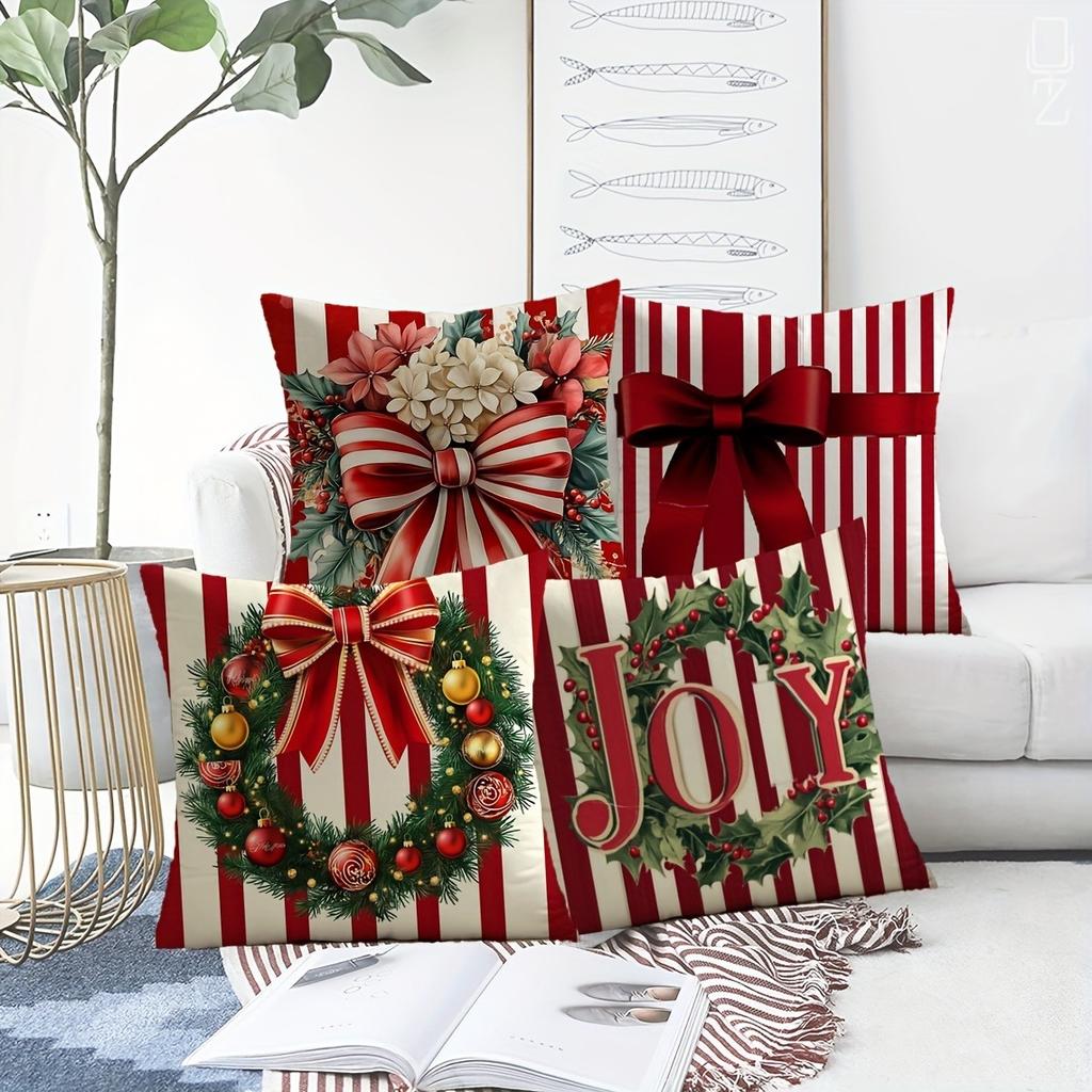 Christmas decoration pillow cover Christmas wreath color festival pattern living room sofa cushion suite room home decoration