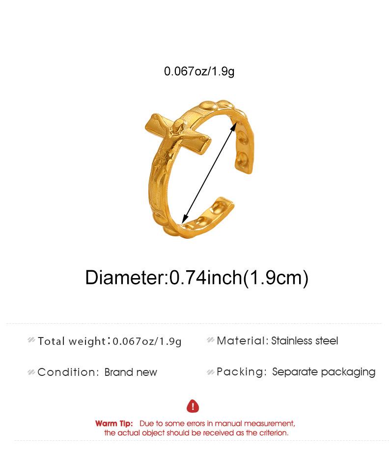 Vintage Jesus Cross Faith Exquisite Rings for Women Men Stainless Steel Jesus Cross Adjustable Ring Religious Party Jewelry Gift