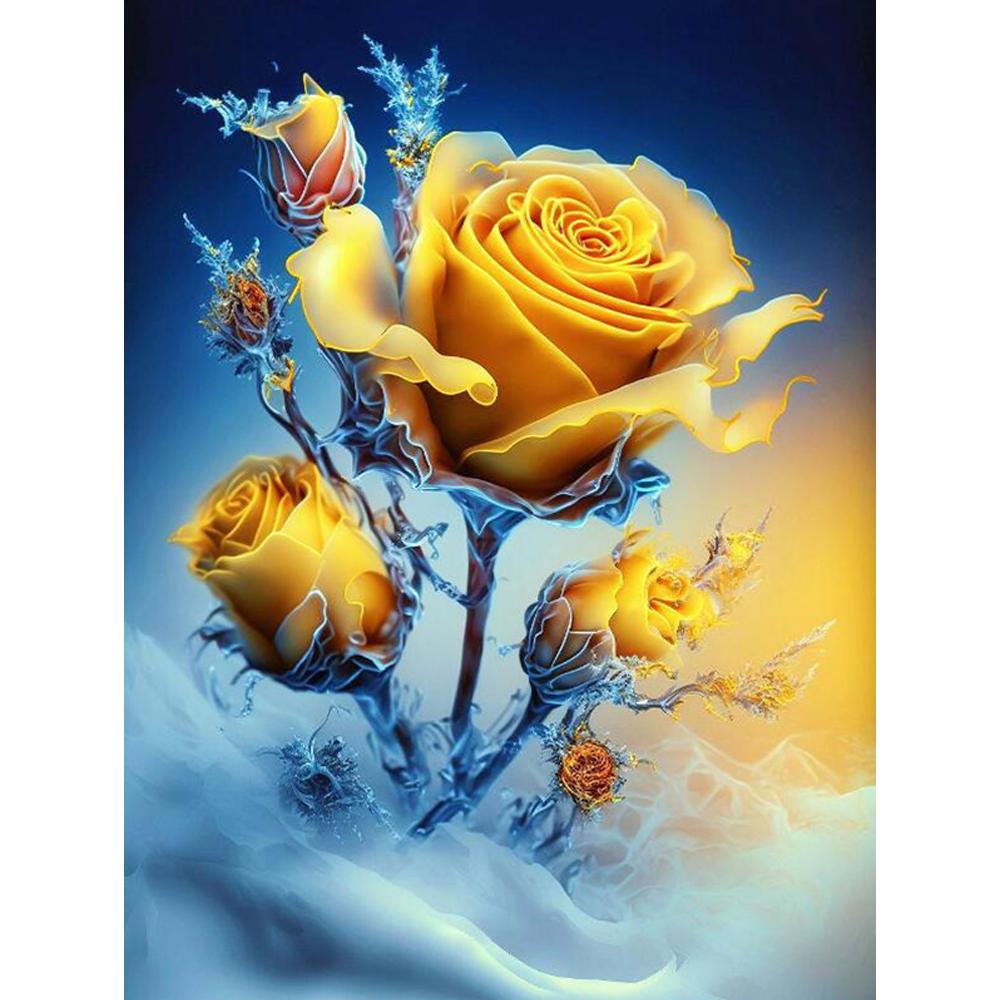 

DIY алмазная живопись, набор для вышивки крестом, желтая роза, полная квадратная алмазная мозаика, новая коллекция 2024, домашний декор, подарок round 40x30cm зелёный