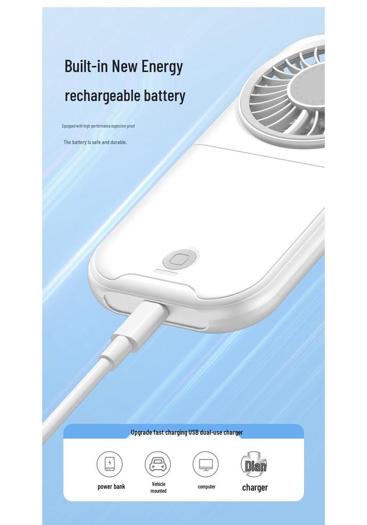 Dual-Use Portable Folding Neck Fan: Handheld, Desktop, Low Noise, Strong Wind, Outdoor-Friendly.