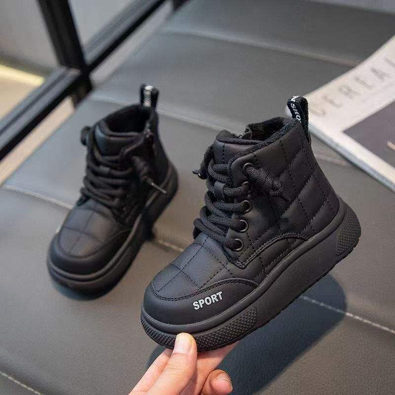 Boys and girls boots 2025 autumn and winter new cotton shoes children's fleece non-slip two cotton shoes thickened Korean version snow boots