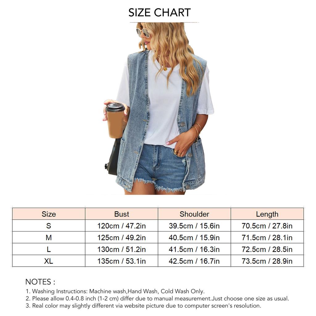 Sleeveless Vest Large Pockets Button Front Jacket Sleeveless Vest for Women Lady Dating Blue S
