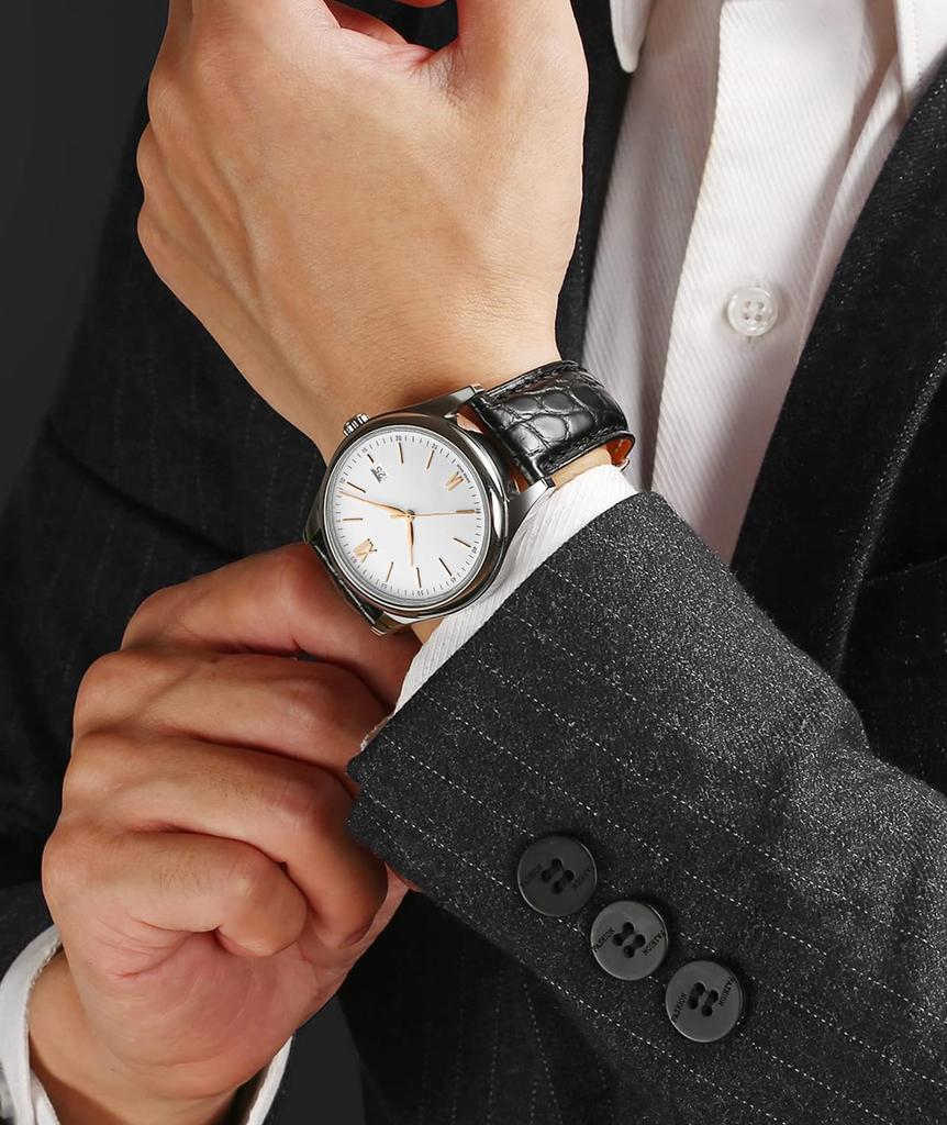 BINLUN Vintage Leather Watch Genuine Leather Replacement Crocodile Elegant Genuine Leather Watch Replacement Strap with Quick Release for Men and