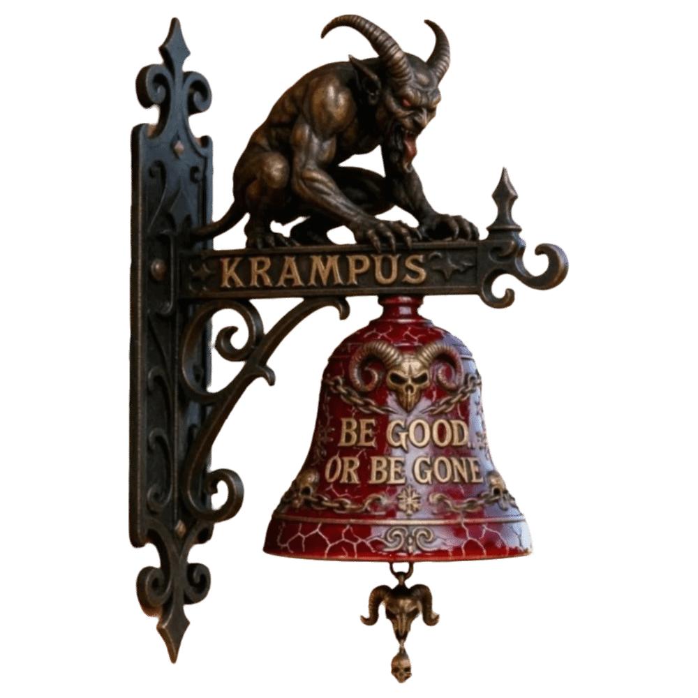 Resin Material Krampus Decorative Ornament 3D Sculpted Rustic Metal Hanging Bells  Door Corridor Style-A