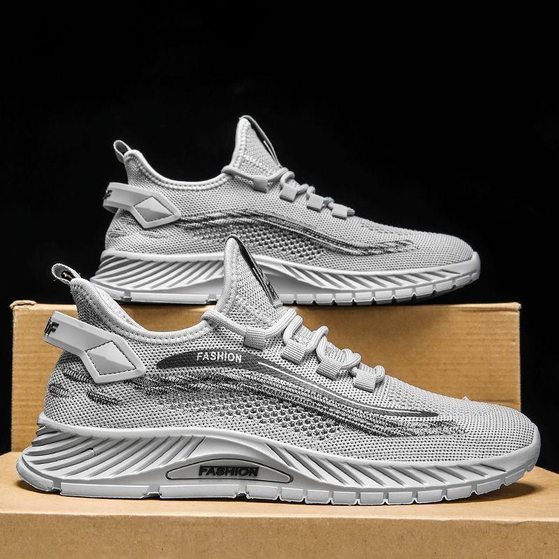 Men's Shoes Summer 2025 New Mesh Breathable Fly-woven Hollow Deodorant Mesh Shoes Men's Soft-soled Casual Sports Trendy Shoes
