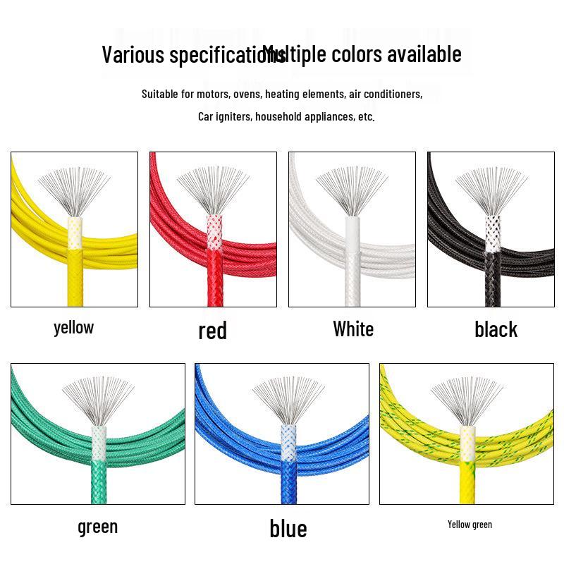 High-Temperature Silicone Braided Insulated Wire (0.3 To 6 Sq Mm) with Glass Fiber Conductor
