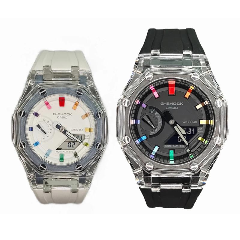 

CASIO Unisex Liquid Crystal,Analog Dual Display Series 44mm White Watch GA-2100-1A1(Watch3--