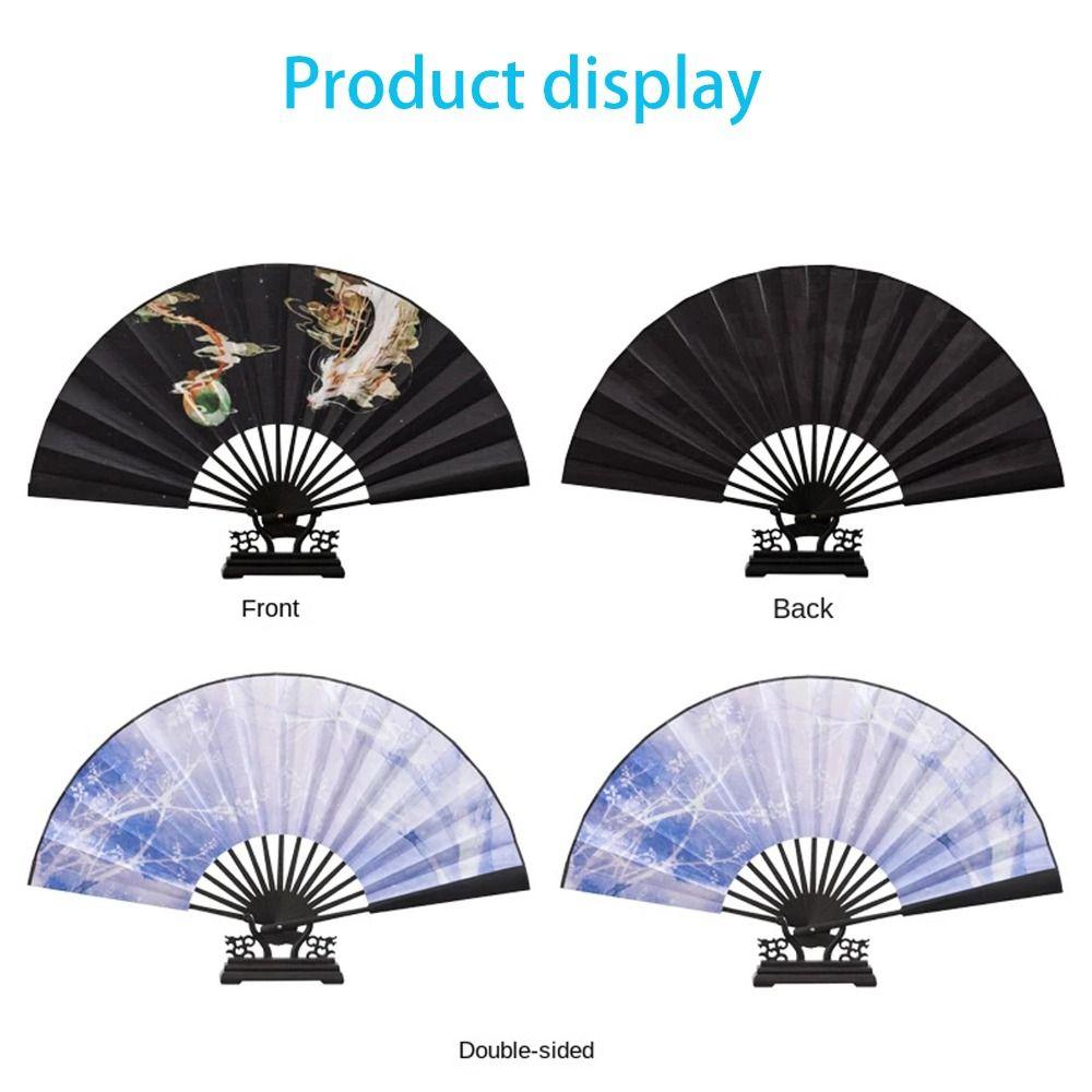 Bamboo Chinese Style Folding Fan Thickened Vintage Silk Folding Fan Wedding Party
