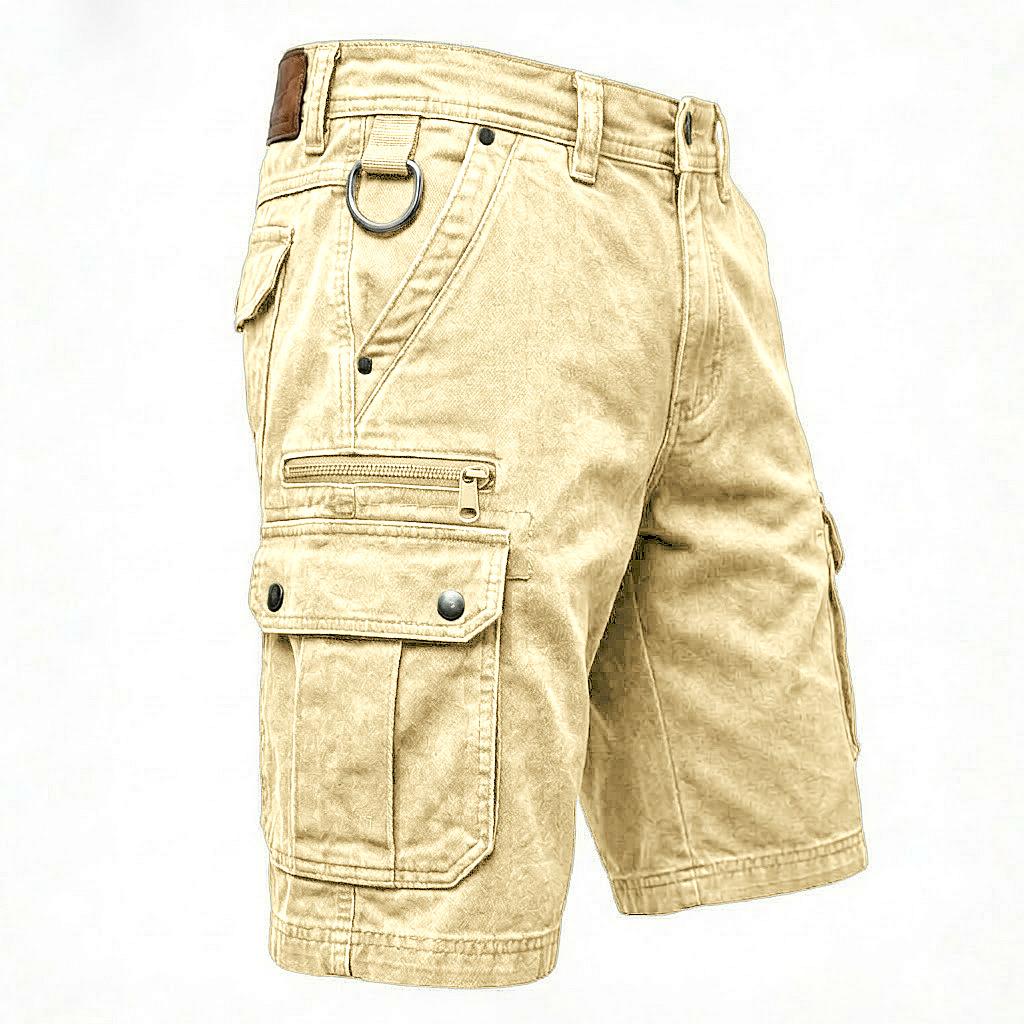 Vintage Multi-Pocket Cargoshorts Herren Lässig Einfarbige Lockere Gerade Shorts Frühling Sommer Herrenmode Knielange Hosen