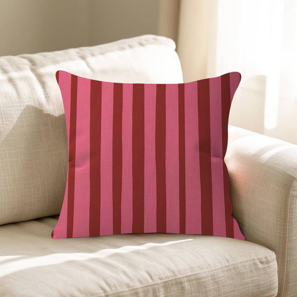 INS Rot-Pink gestreifte Kissenhülle Auto Überwurfskissenhülle für Sofa Auto Weihnachtsgeschenk 40x40cm 45x45cm