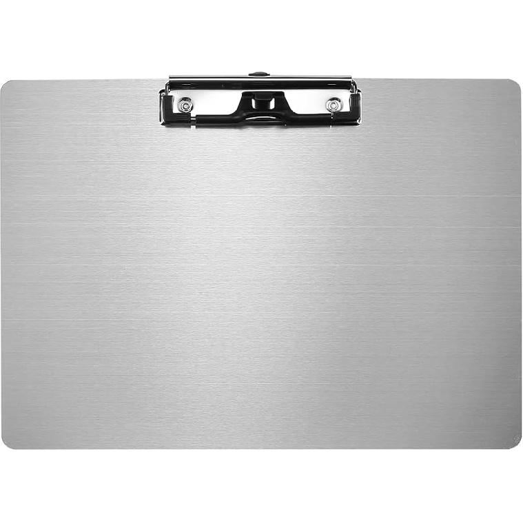 Metal Clipboard with Pen Holder,Letter/A4 Size (8.5x11) Horizontal 304 Stainless Steel Clipboards,Landscape Clip Boards for Office School
