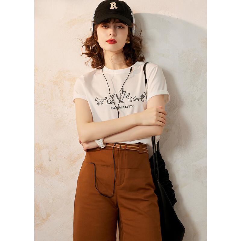 Women s Contrast Embroidered Short-Sleeve T-shirt M