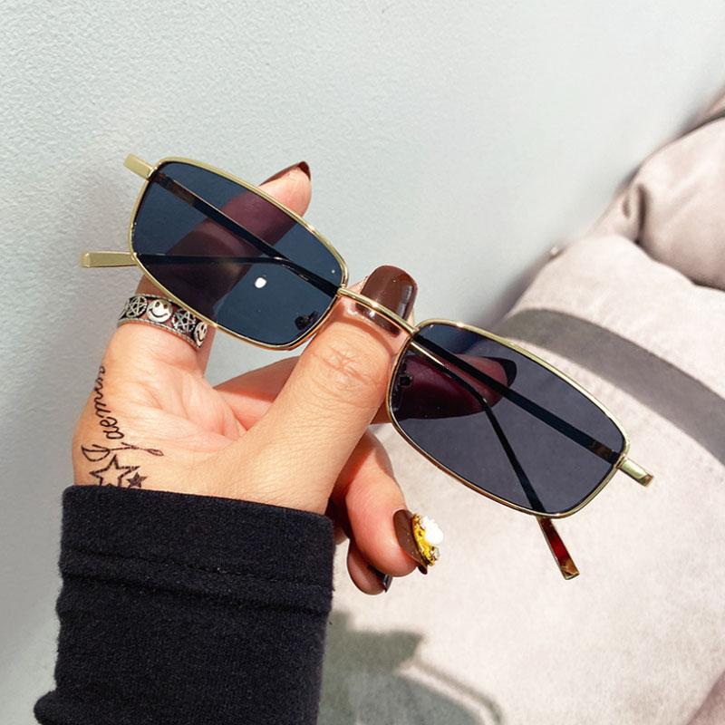 New Vintage Small Rectangle Sunglasses Men ladies Fashion Punk Square Sun Glasses Metal Frame Black Driving Eyewear
