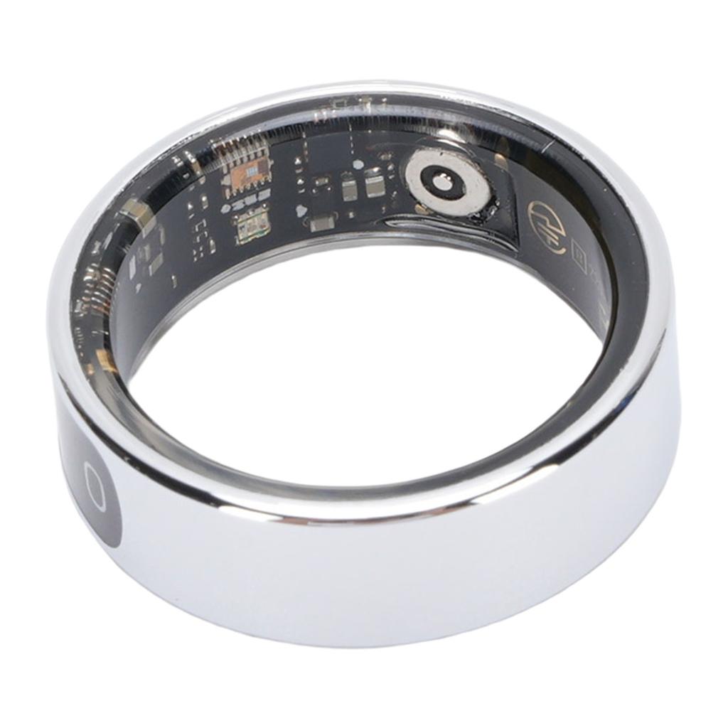 Smart Ring with Display Screen Gesture Control Fitness Ring Step Counter Multiple Sports Modes Silver Size 8 (18.2mm