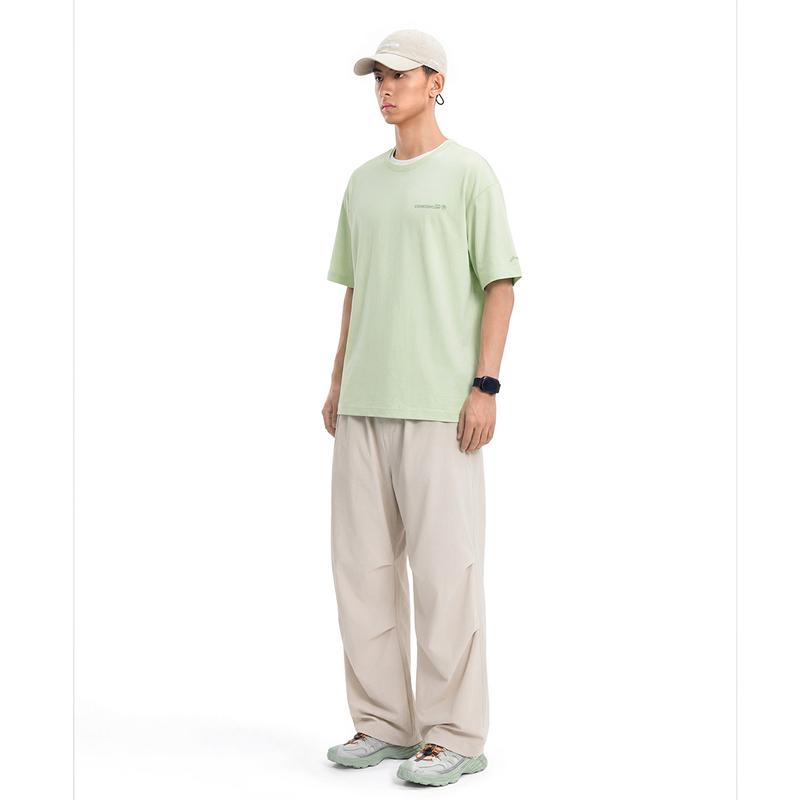 Li-Ning Outdoor Quick-Dry Sun Protection Loose Short Sleeve T-Shirt Unisex Tops White Green ATSW407-3