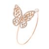 Hollow Butterfly Inlaid Open Cuff Bangle Single Pearl Decor Elegant Women Wrist Jewelry for Daily Party Matching