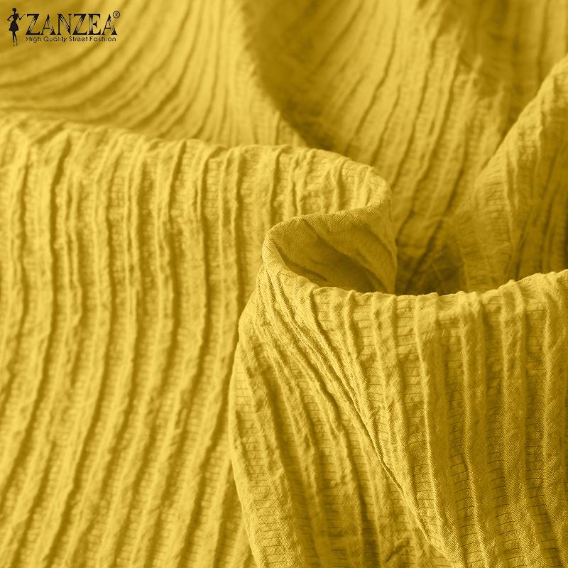 ZANZEA Women Casual O-neck Loose Summer Short Sleeve Blouse