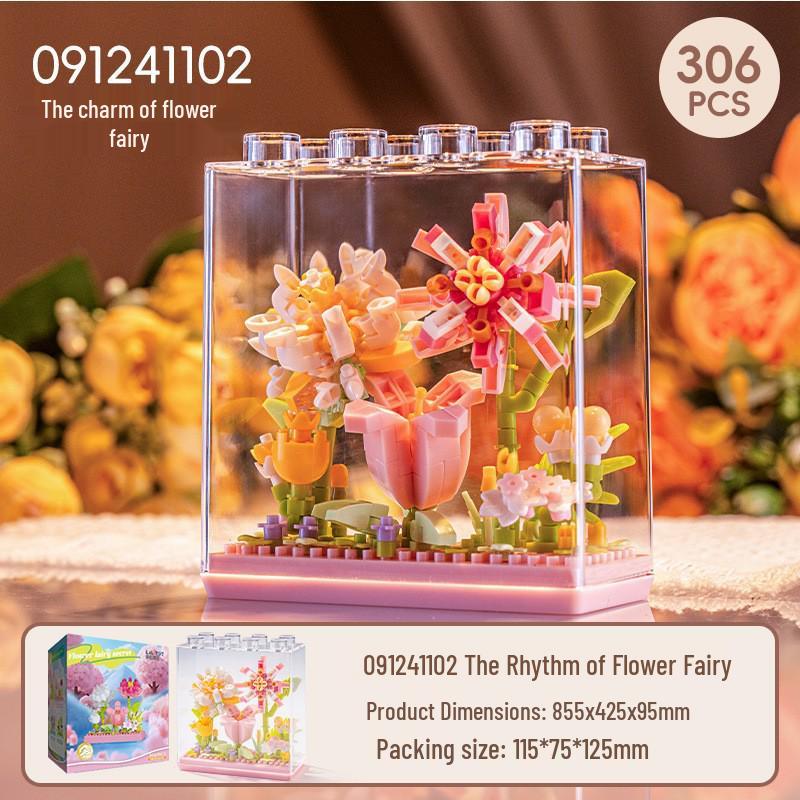 Music Flower Box Compatible Building Blocks Bouquet: Sunflower & Carnation Toy for Children and Teachers