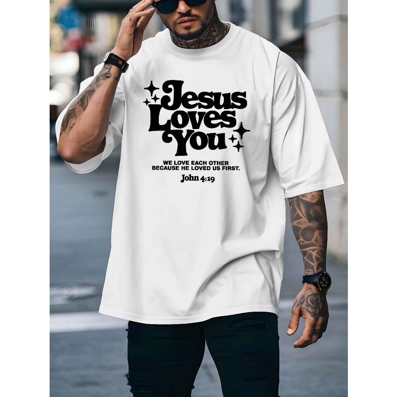 

Мы любим друг друга Новая летняя мужская футболка с коротким рукавом для улицы Летний модный тренд Топ с принтом Мужская базовая футболка S белый