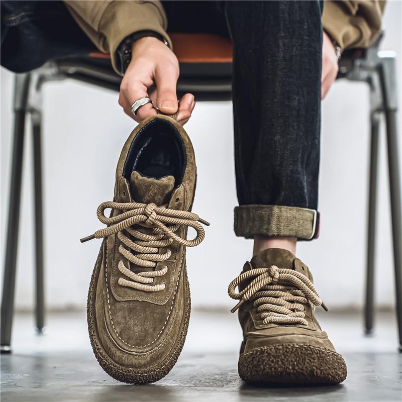 

Мужская обувь осенний тренд ретро флип меховые туфли для доски мужские 2024 новая корейская версия универсальная повседневная рабочая обувь для страхования труда 44