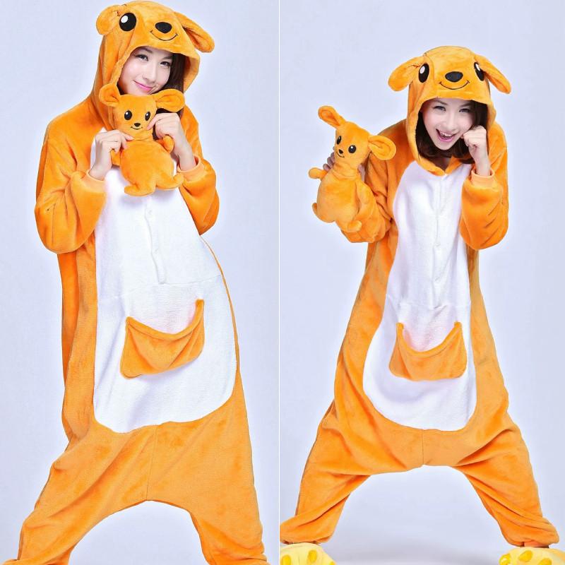 Klokan Kreslený Fleece Dětské Pyžamo s Kapucí Pro Zimní Pohodlí