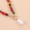 European and American Fashion Irregular Pearl and Natural Stone Pendant Necklace