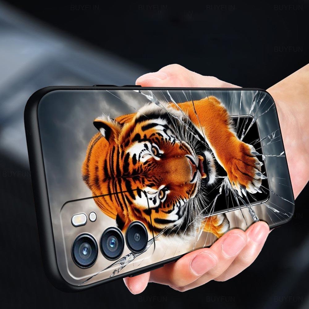 Phone Case Cover For Oppo A17 A31 A54 A57 A78 A79 Find X5 X6 Reno 7 8 10 11 12 13 F Pro 5G Soft TPU Shell Cartoon Tiger Pattern