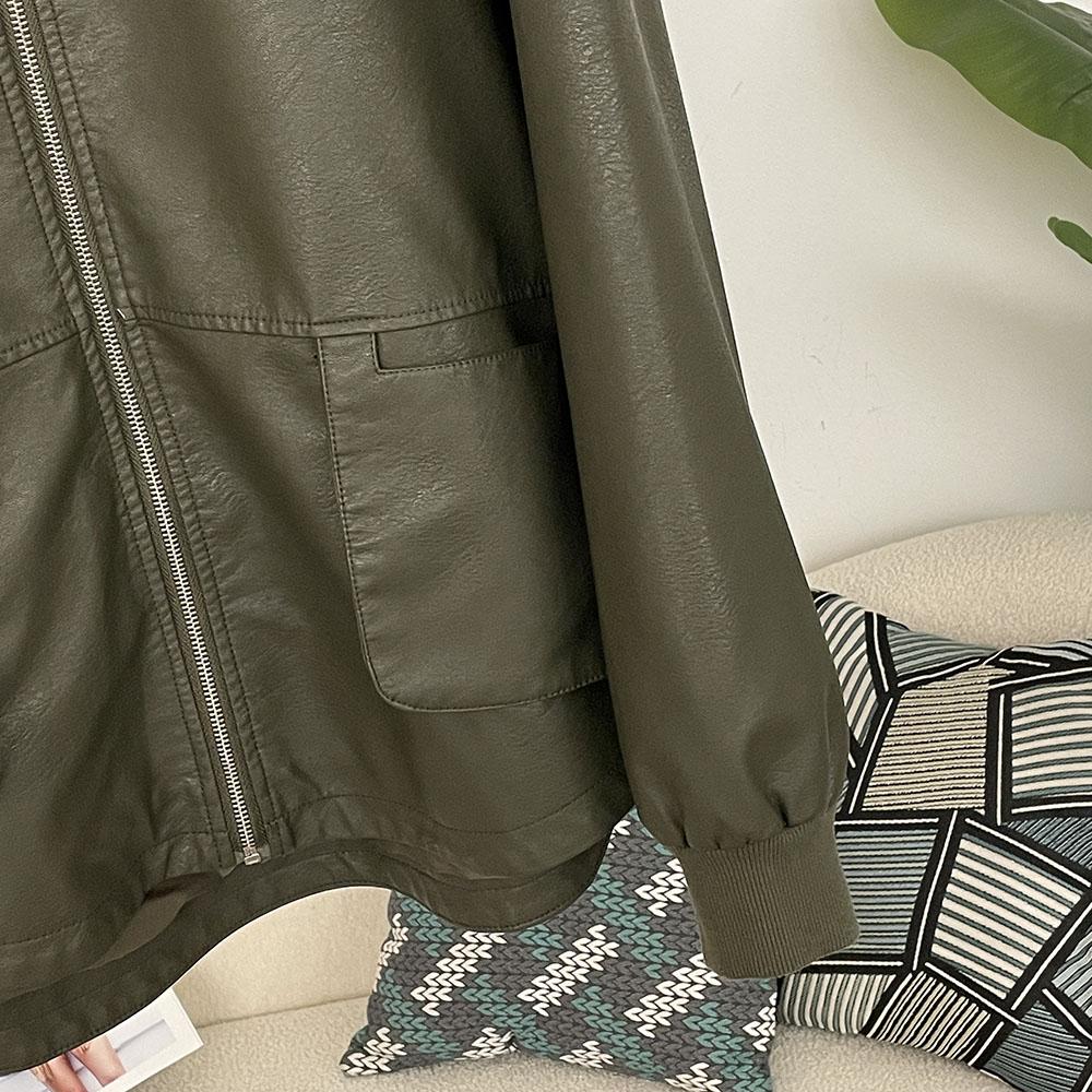 OFTBUY Femmes À Capuche Vintage Ample PU Faux Cuir Chapeau Veste Courte Décontractée Veste de Moto Féminine Zippée Rétro Moto Biker Manteau Vêtements d'Extérieur Hauts