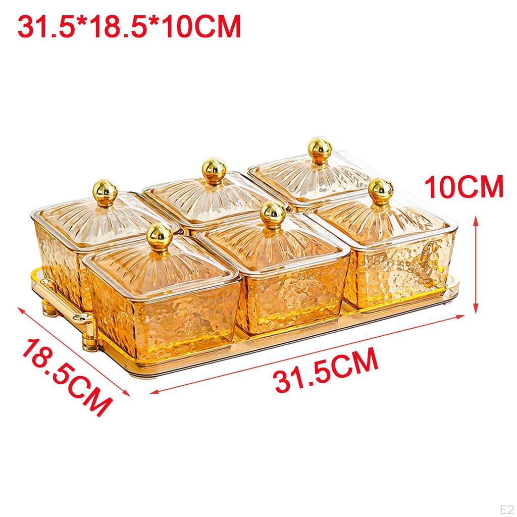 Dry Fruit Tray with Lid Serving Plate Metal Storage Rack Kitchen Spice Jars Sealed Sugar