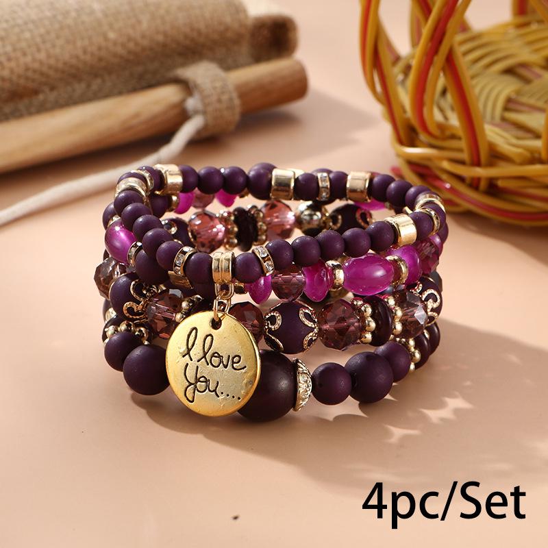 Bohemian Multi-Layer Wooden Beaded Elastic Bracelet