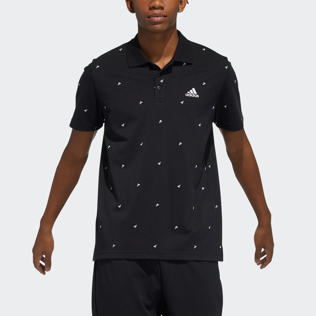 adidas Fi Polo Aop Logo Printing Training Sports Short Sleeve Polo Shirt Black Men's GP0994