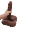 VaHppy Large 18.5*4.5cm 1.7kg Dildos Artificial Penis With Anus Sex Toys For Gay Girl Women Brown Skin Masturbator Free Hands Bent Arbitrarily