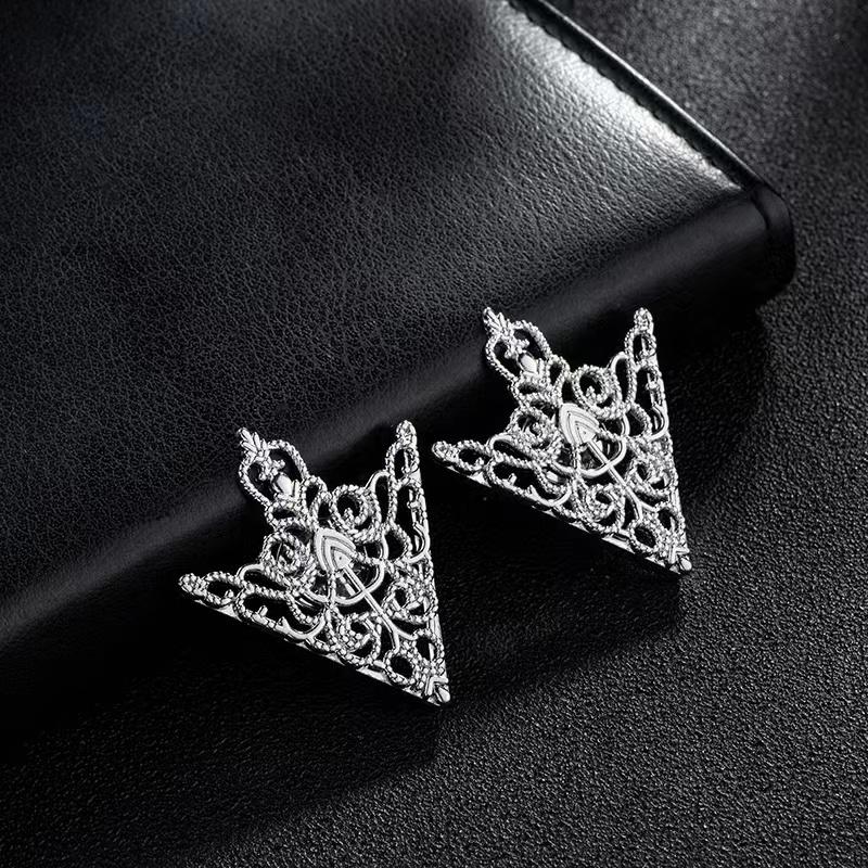 Retro Flower Lapel Pin & Metal Collar Tips Brooch for Men's and Women's Shirts - Simple, Elegant, and Literary Accessory