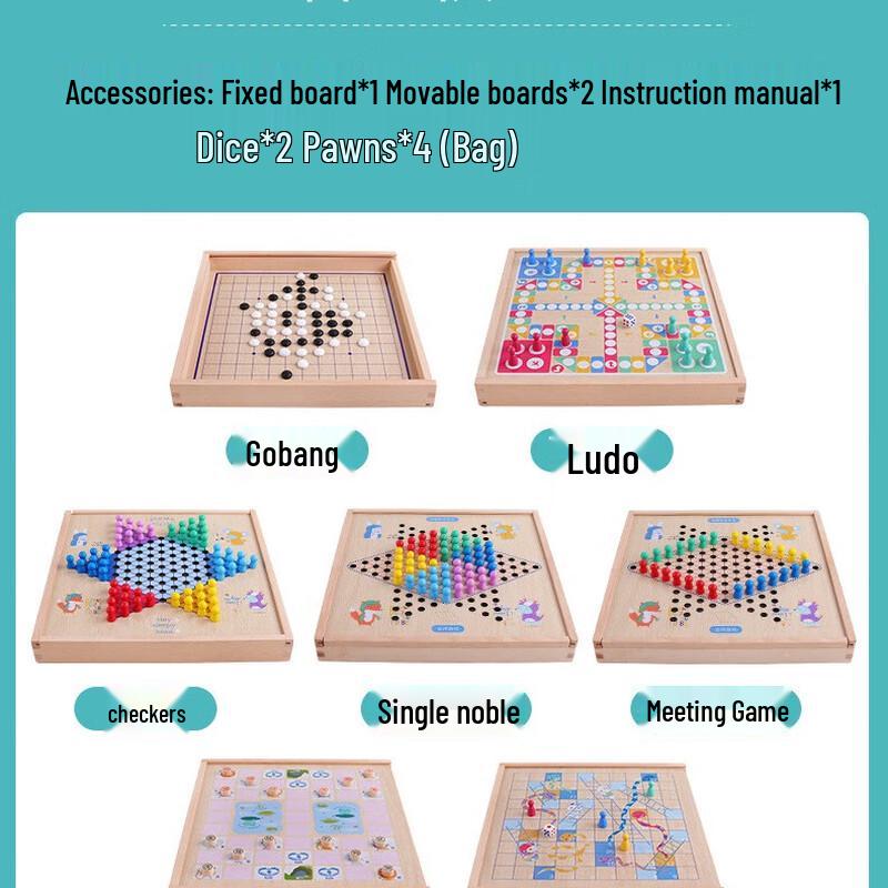 Brangdy 7-in-1 Wooden Multi-functional Activity Board
