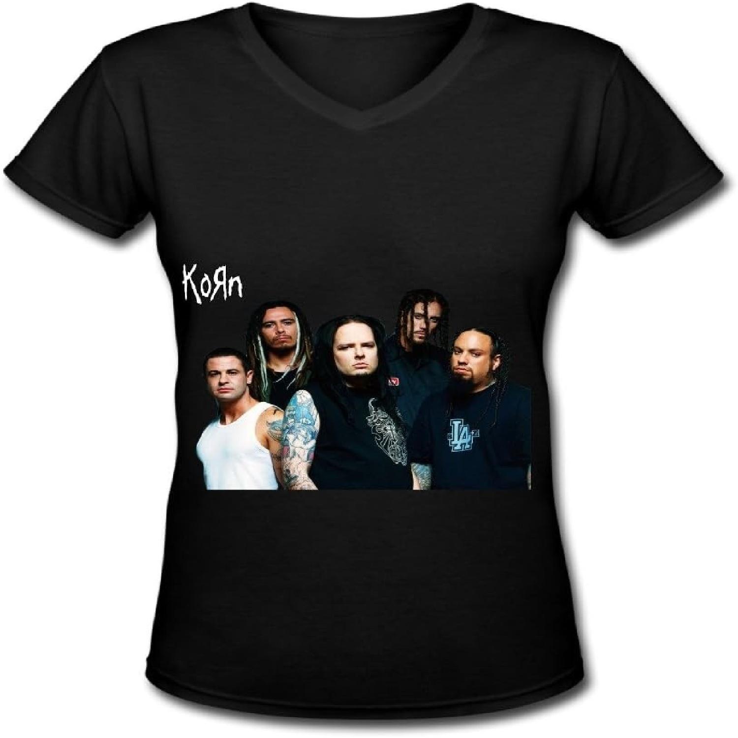 

UTU Nu Metal Band Korn Womens V Neck T Shirt Black XXXXXL чорний
