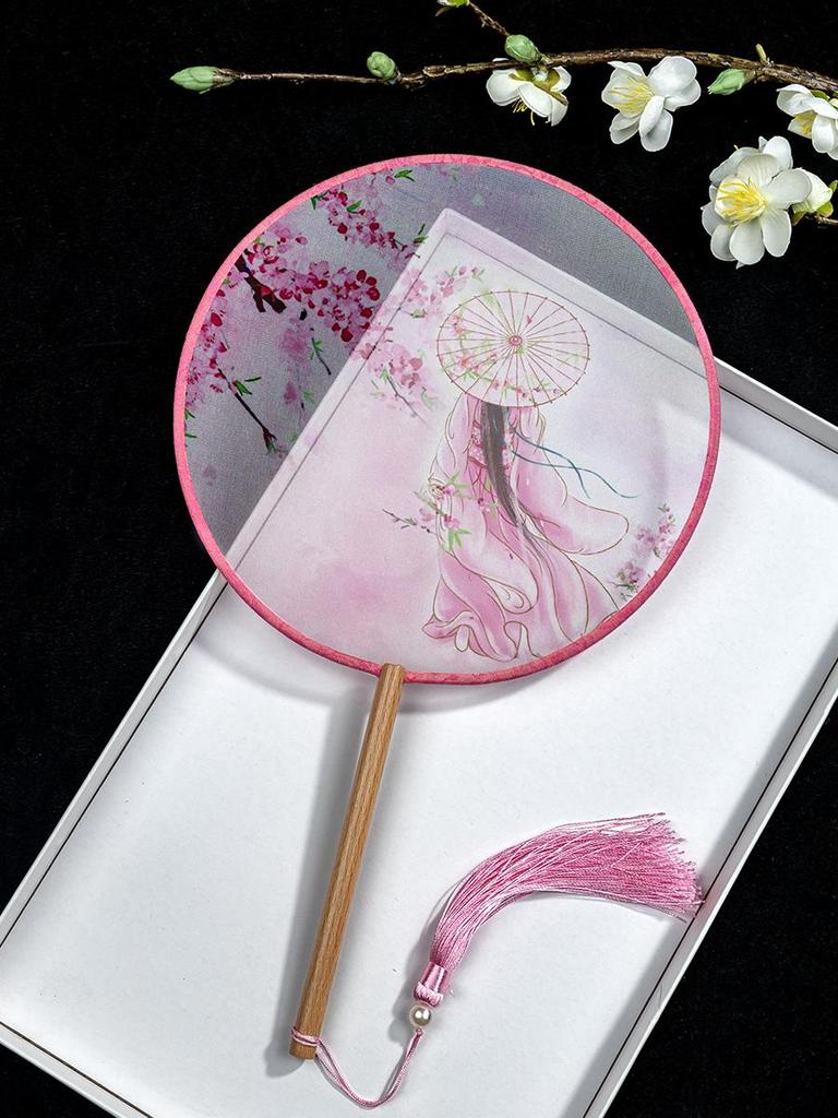 Translucent Ancient Style Round Dance Fan for Hanfu Costumes - Women's Classical Chinese Craft Fan
