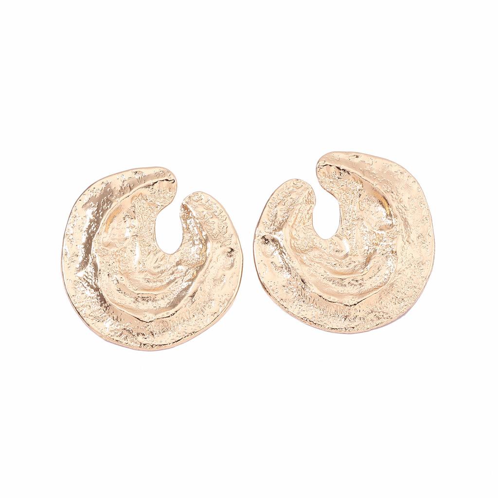 Light luxury new concave and convex texture irregular pleated geometric round stud earrings star trend catwalk model