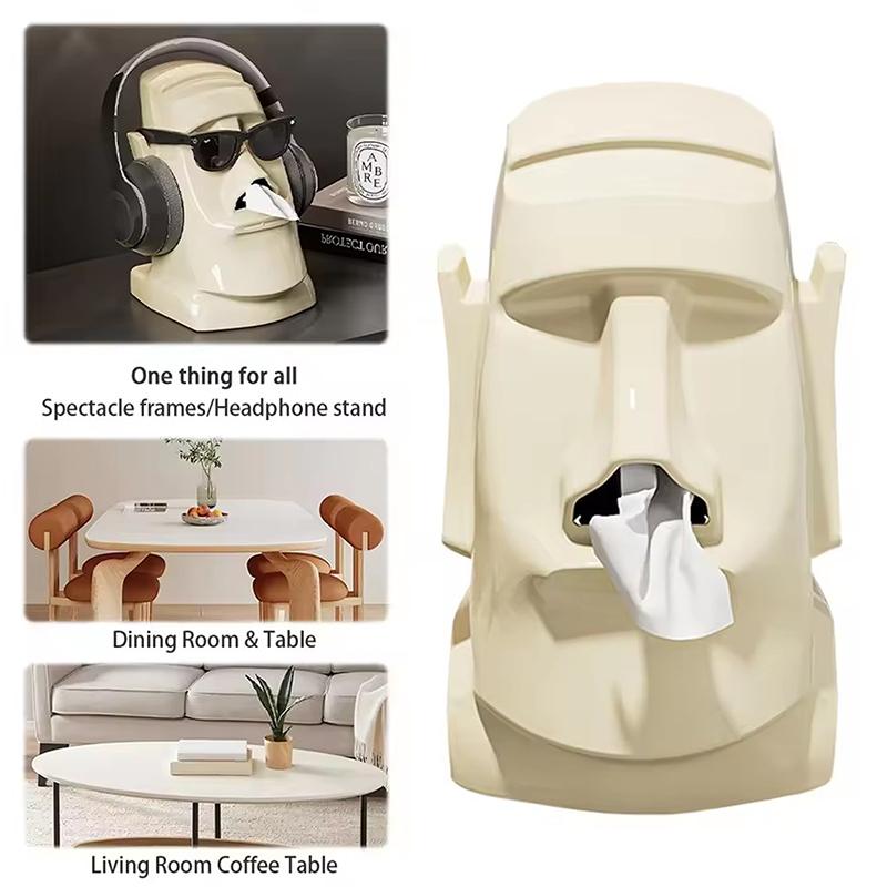 Creative Stone Figure Paper Towel Box Glasses & Headphone Holder Tissue Holder Tissue Container Home Office Desktop Decoration