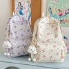 Schoolbag 1011 Spring Style Bow Print Backpack Girl's Fresh Floral College Student High School Backpack Large Capacity