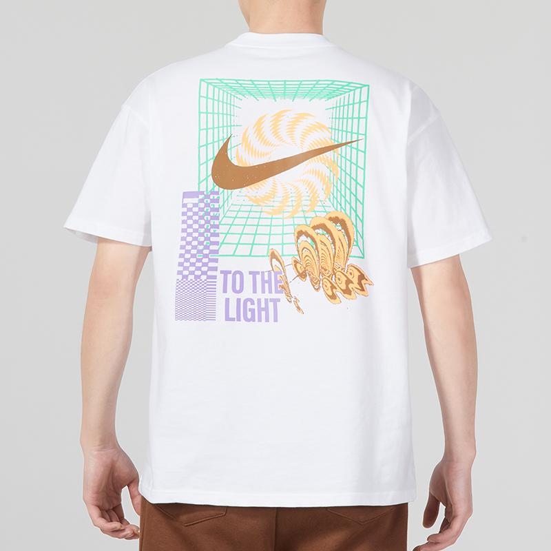 Nike Logo Print Sports Crew Neck Short Sleeve T-Shirt Men Tops White FB9787-100